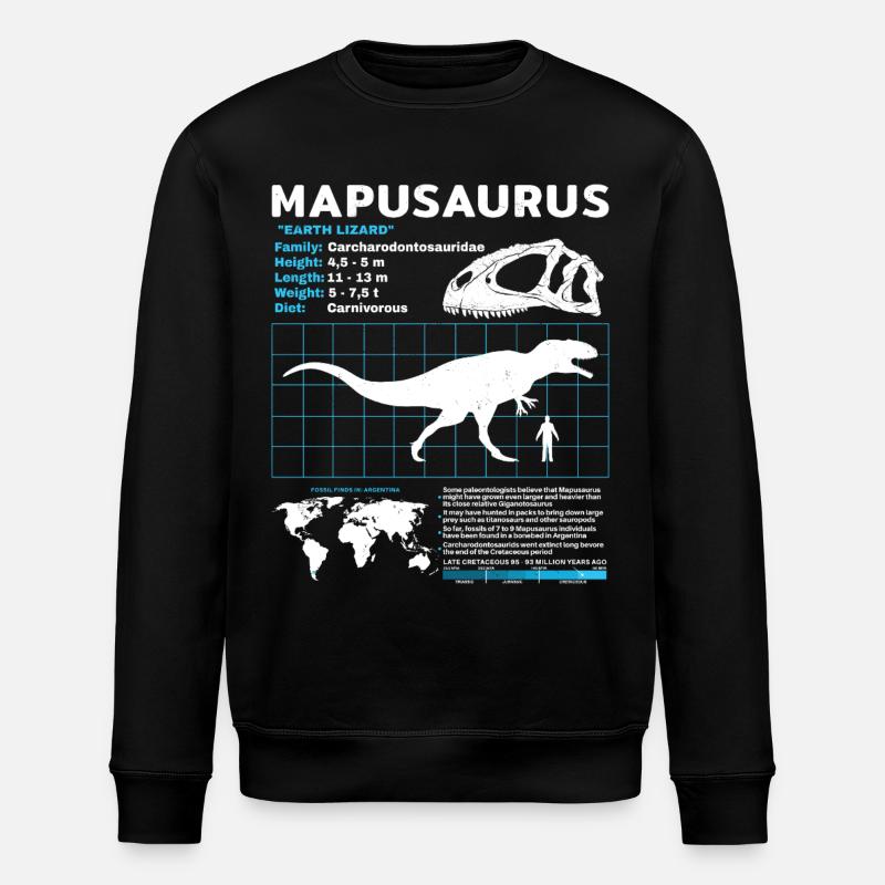 Mapusaurus Fact Sheet - Stanley/Stella ROLLER Unisex Organic Sweatshirt - black