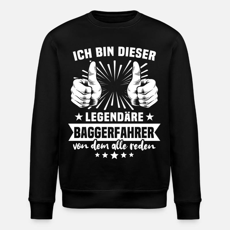 Excavator Driver Legend - Stanley/Stella ROLLER Unisex Organic Sweatshirt - black