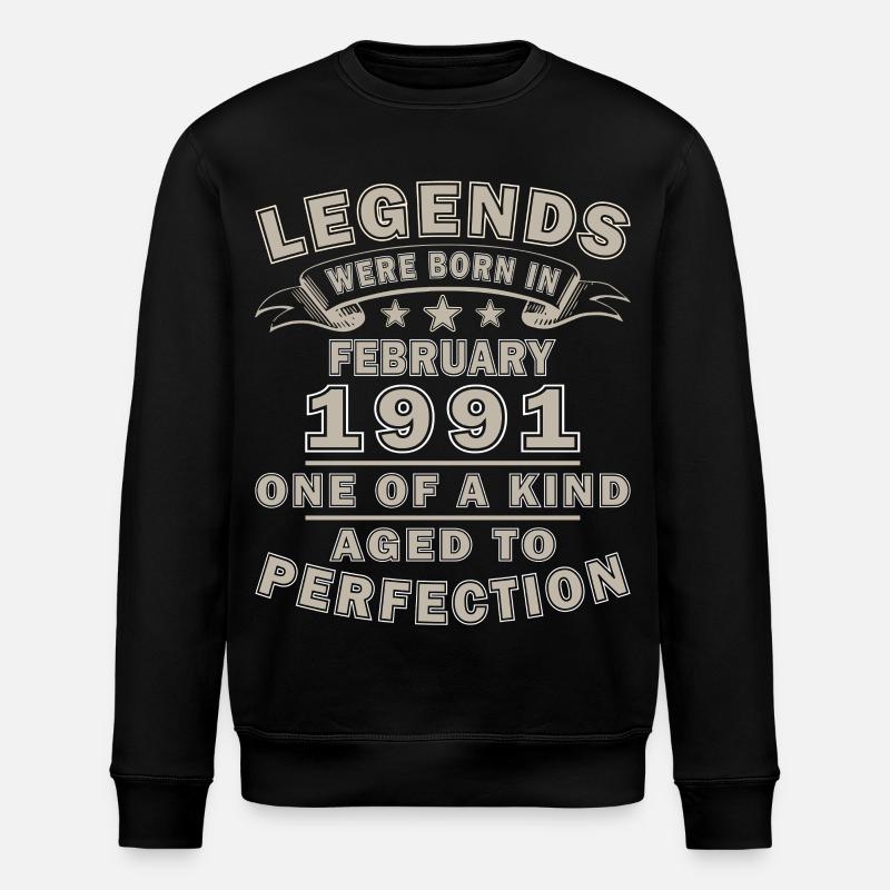 February 1991 Birthday Gift - Stanley/Stella ROLLER Unisex Organic Sweatshirt - black