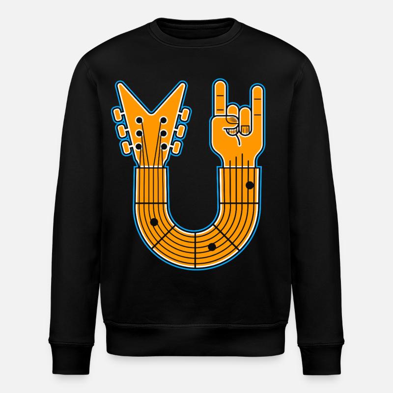 U-Shape Guitar & Rock Hand - Stanley/Stella ROLLER Unisex Organic Sweatshirt - black