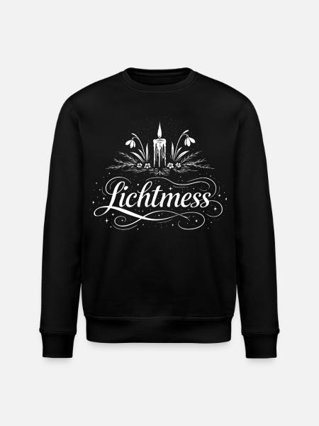 Candlemas Candle & Snowdrop Symbol - Stanley/Stella ROLLER Unisex Organic Sweatshirt - black