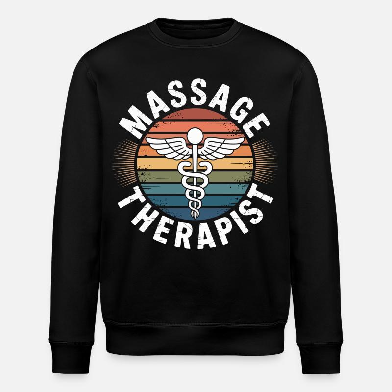 Retro Rainbow Massage Logo - Stanley/Stella ROLLER Unisex Organic Sweatshirt - black
