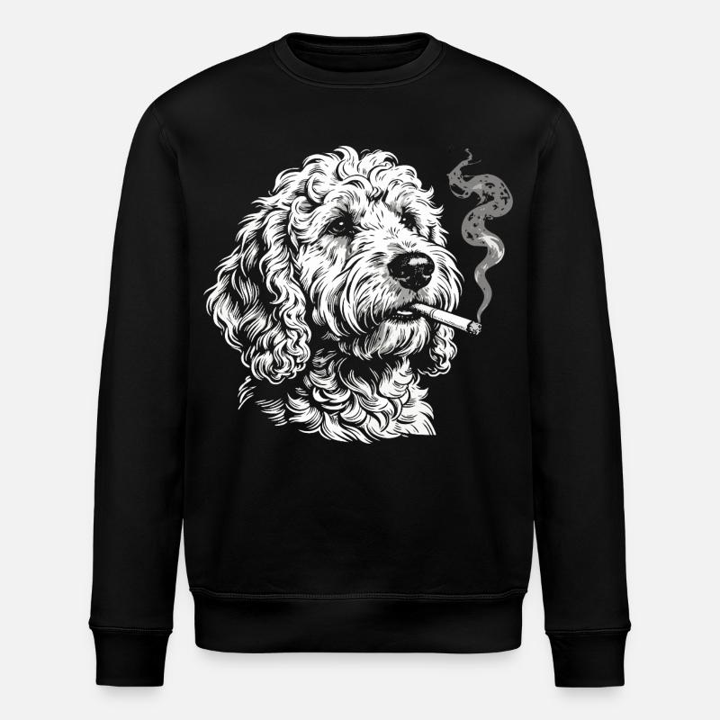 Rauchender Goldendoodle: Lustiges Hunde Meme Desig - Stanley/Stella Unisex Bio-Sweatshirt ROLLER - Schwarz
