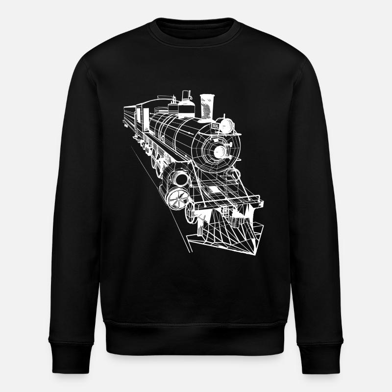 Lokomotive Line Art - Stanley/Stella Unisex Bio-Sweatshirt ROLLER - Schwarz