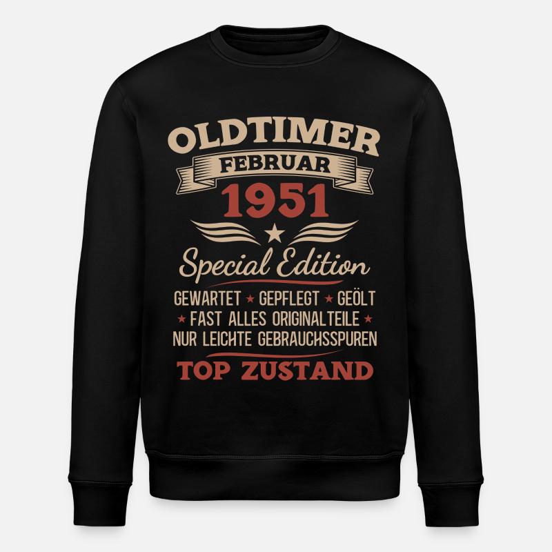 75e anniversaire Homme Millésime 1951 - Sweat bio ROLLER Stanley/Stella Unisexe - noir