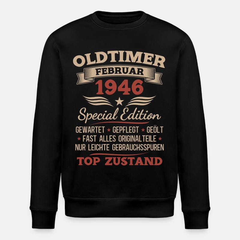 80e anniversaire Homme Millésime 1946 - Sweat bio ROLLER Stanley/Stella Unisexe - noir