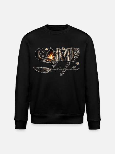 Camp Life – Campfire, Nature & Freedom - Stanley/Stella ROLLER Unisex Organic Sweatshirt - black