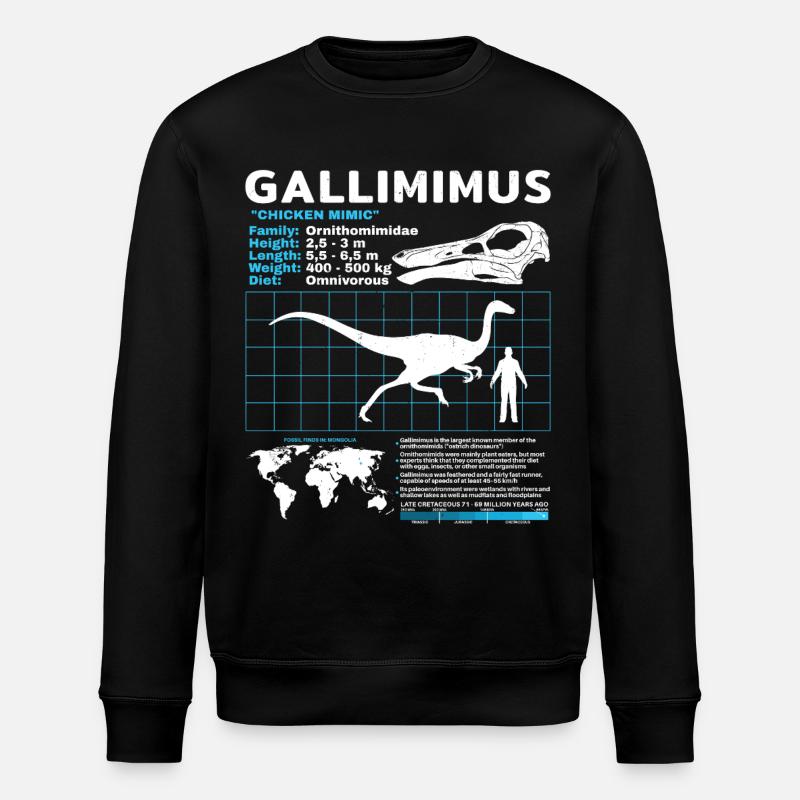 Gallimimus Fact Sheet - Stanley/Stella Unisex Bio-Sweatshirt ROLLER - Schwarz