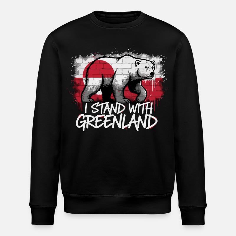 I Stand With Greenland – Eisbär - Stanley/Stella Unisex Bio-Sweatshirt ROLLER - Schwarz