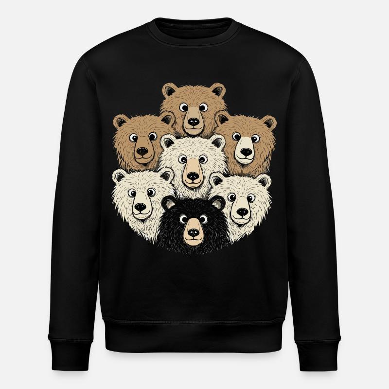 Lustige Bärenbande Cartoon Köpfe - Stanley/Stella Unisex Bio-Sweatshirt ROLLER - Schwarz