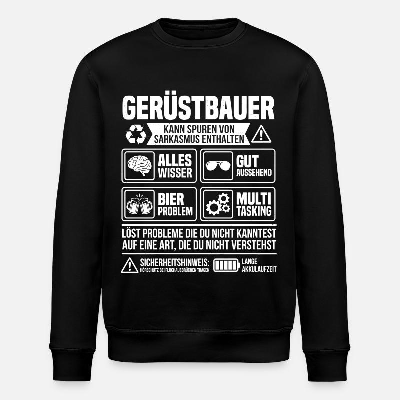 Scaffolding Infographic – Funny Craftsman - Stanley/Stella ROLLER Unisex Organic Sweatshirt - black