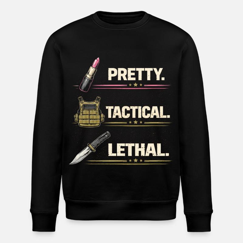Female Soldier Pretty Tactical Lethal - Stanley/Stella ROLLER Unisex Organic Sweatshirt - black