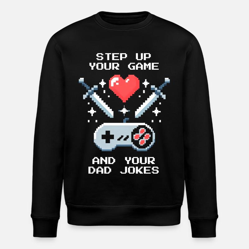 Level up & Papa-Witze | Bonuspapa Patchwork - Stanley/Stella Unisex Bio-Sweatshirt ROLLER - Schwarz