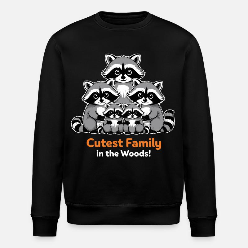 Famille de ratons laveurs mignons - Sweat bio ROLLER Stanley/Stella Unisexe - noir