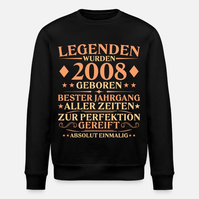 18e anniversaire Né en 2008 - Sweat bio ROLLER Stanley/Stella Unisexe - noir