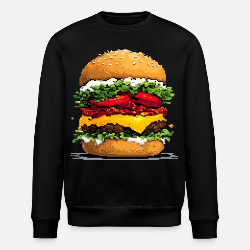 Pixelhamburger Retro Pixelkunst - Stanley/Stella Unisex Bio-Sweatshirt ROLLER - Schwarz