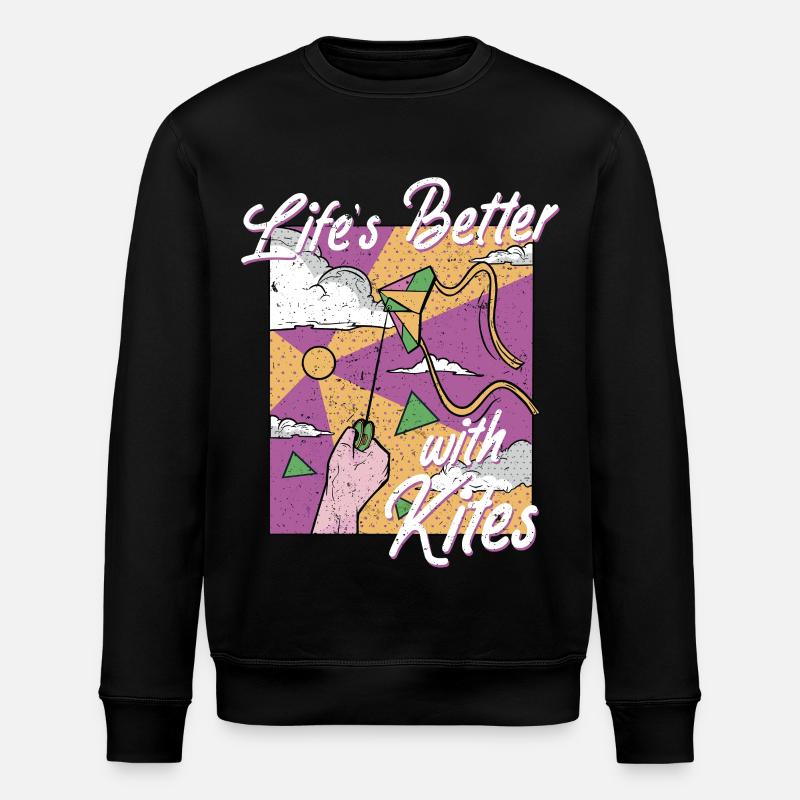 Drachen Drachensteigen Life's Better With Kites - Stanley/Stella Unisex Bio-Sweatshirt ROLLER - Schwarz