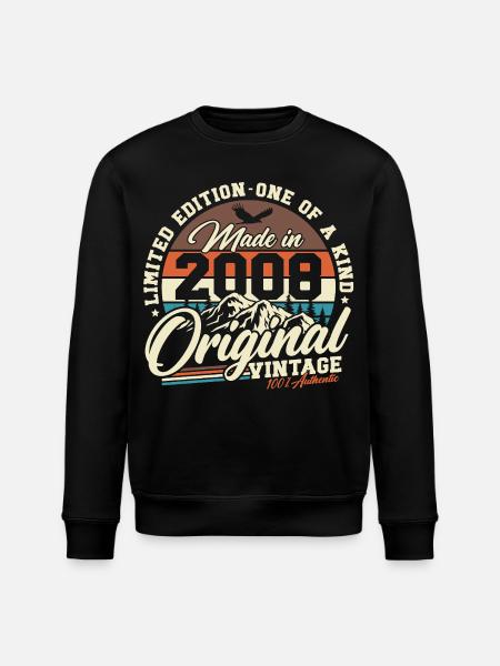 18. Geburtstag 2008 Jahrgang Retro Geschenk - Stanley/Stella Unisex Bio-Sweatshirt ROLLER - Schwarz