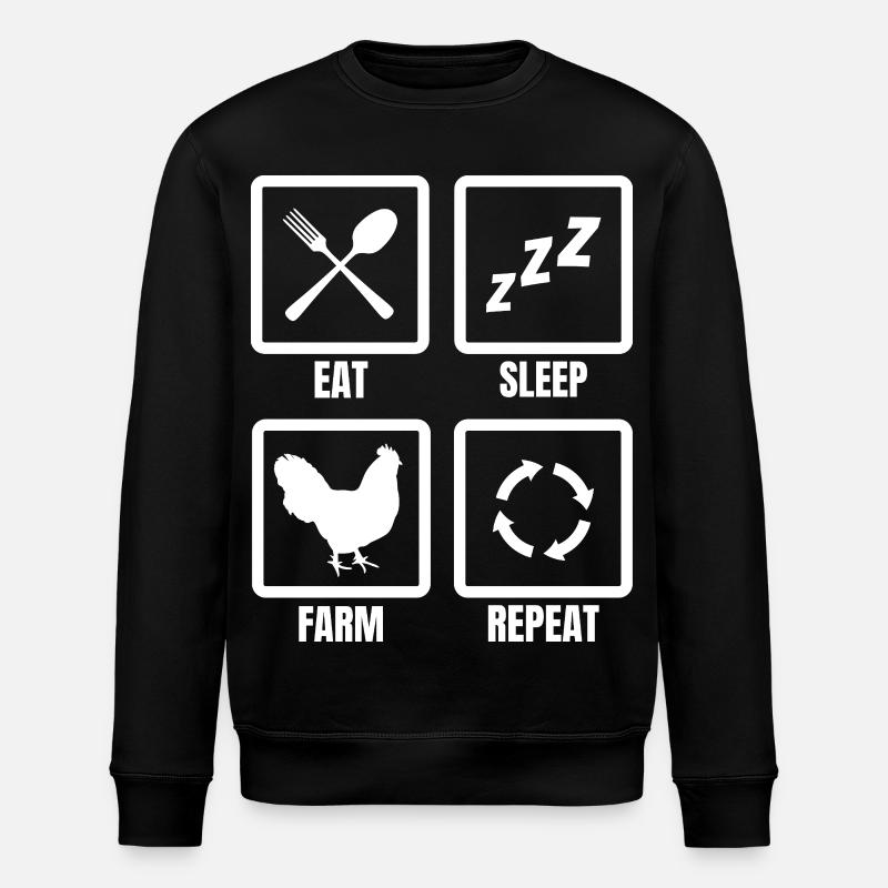 Eat Sleep Farm Repeat - Stanley/Stella ROLLER Unisex Organic Sweatshirt - black