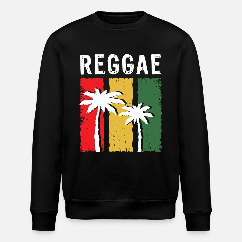 Reggae Palmen im Rasta-Farbblock - Stanley/Stella Unisex Bio-Sweatshirt ROLLER - Schwarz