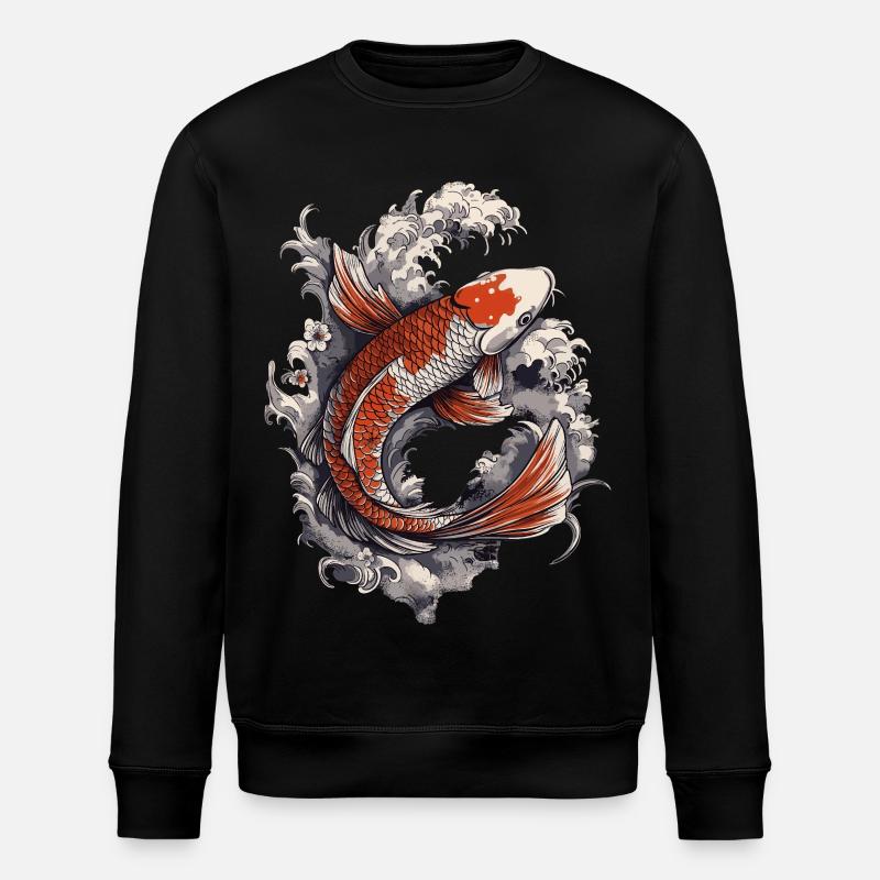 Koi im Wellenrausch - Stanley/Stella Unisex Bio-Sweatshirt ROLLER - Schwarz