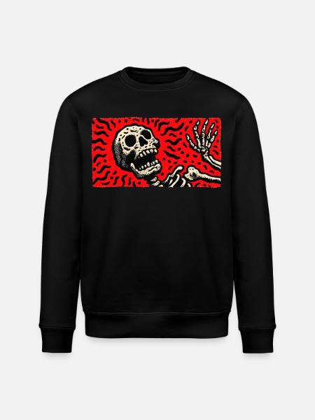 Skelett im Blutrot Retro-Print - Stanley/Stella Unisex Bio-Sweatshirt ROLLER - Schwarz