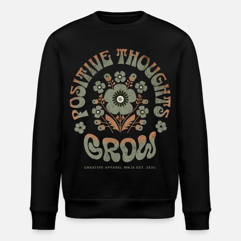 Positive Gedanken Blüte - Stanley/Stella Unisex Bio-Sweatshirt ROLLER - Schwarz