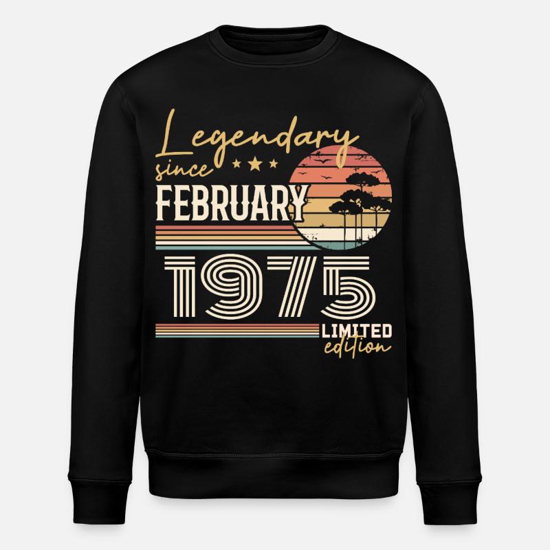 Février 1975 anniversaire 1975 légendes Février - Sweat bio ROLLER Stanley/Stella Unisexe - noir