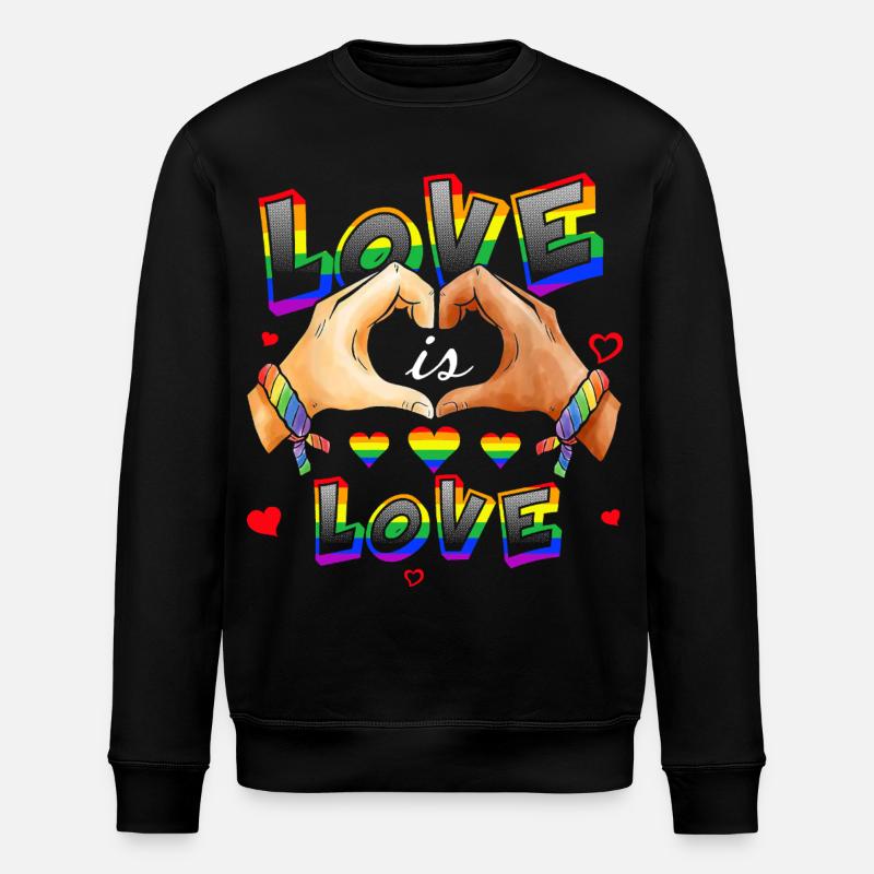 L’amour, c’est l’amour, cœurs arc-en-ciel - Sweat bio ROLLER Stanley/Stella Unisexe - noir