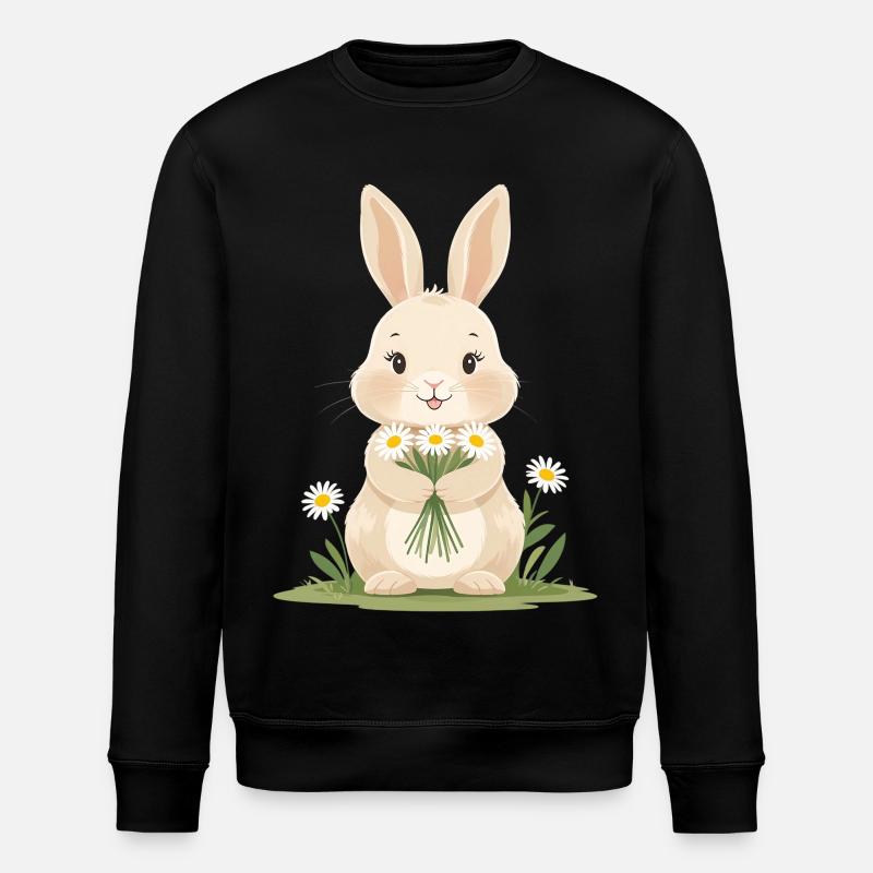 Zartes Häschen mit Gänseblümchen - Stanley/Stella Unisex Bio-Sweatshirt ROLLER - Schwarz
