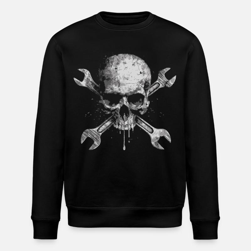 Grunge Schädel mit Werkzeugen - Stanley/Stella Unisex Bio-Sweatshirt ROLLER - Schwarz