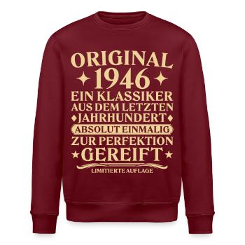 Original 1946 Klassiker Letztes Jahrhundert - Stanley/Stella Unisex Bio-Sweatshirt ROLLER - Burgunderrot - Vorne - Nik (191cm)