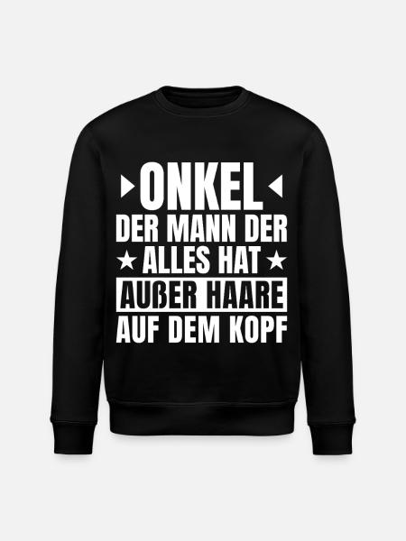 Onkel mit Glatze Spruch - Stanley/Stella Unisex Bio-Sweatshirt ROLLER - Schwarz