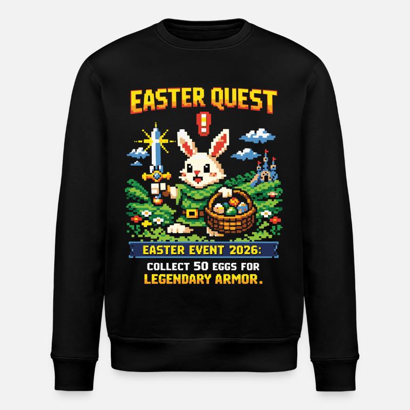 Easter Quest Pixelhase und Lootkorb - Stanley/Stella Unisex Bio-Sweatshirt ROLLER - Schwarz