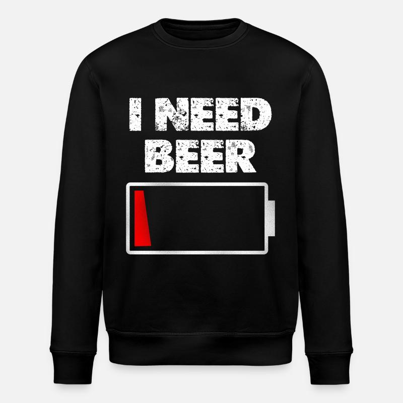 I Need Beer – Akku leer - Stanley/Stella Unisex Bio-Sweatshirt ROLLER - Schwarz