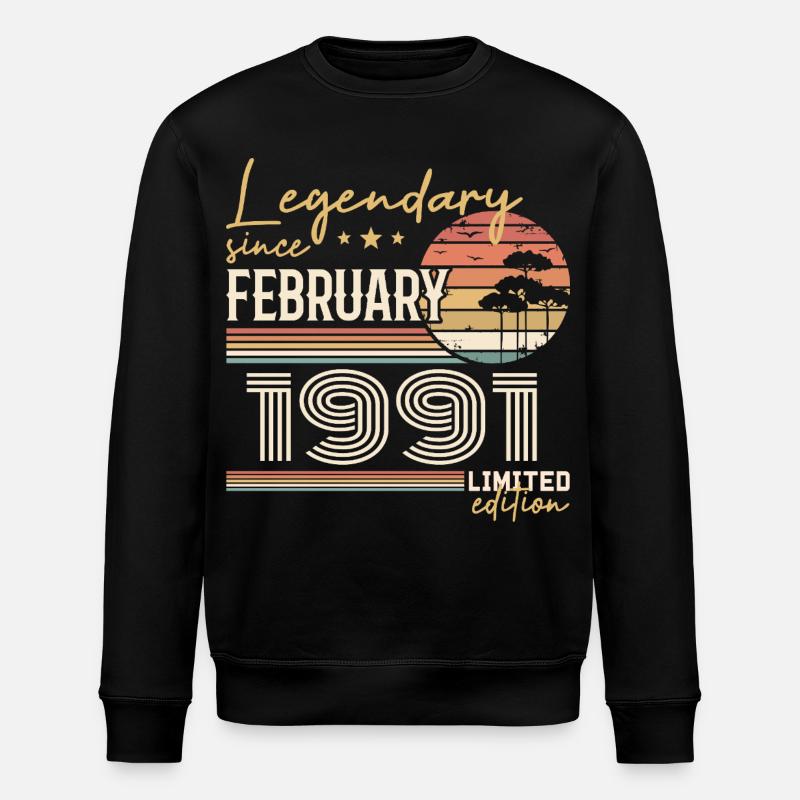 Février 1991 anniversaire 1991 légendes Février - Sweat bio ROLLER Stanley/Stella Unisexe - noir