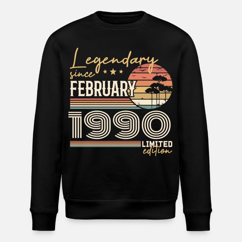Février 1990 anniversaire 1990 légendes Février - Sweat bio ROLLER Stanley/Stella Unisexe - noir