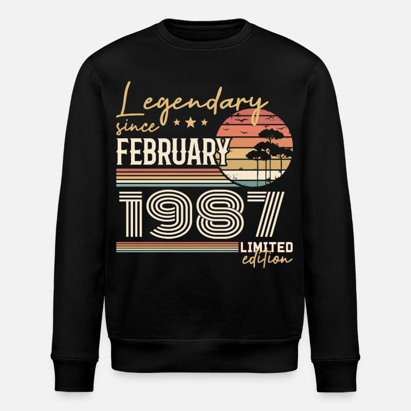 Février 1987 anniversaire 1987 légendes Février - Sweat bio ROLLER Stanley/Stella Unisexe - noir