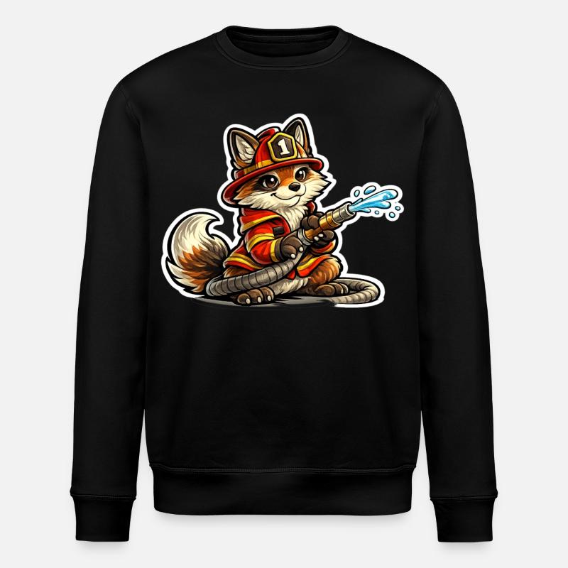 Fox firefighter hero in action - Stanley/Stella ROLLER Unisex Organic Sweatshirt - black