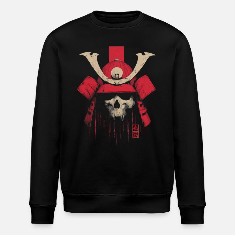 Blutroter Samurai Schädel - Stanley/Stella Unisex Bio-Sweatshirt ROLLER - Schwarz