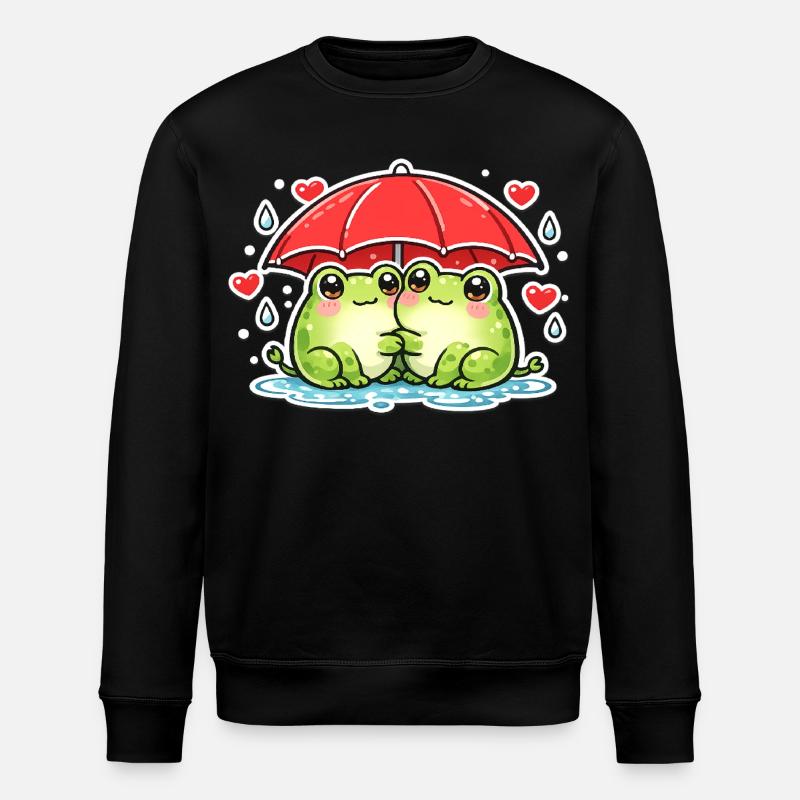Cuddly frog with red umbrella - Stanley/Stella ROLLER Unisex Organic Sweatshirt - black