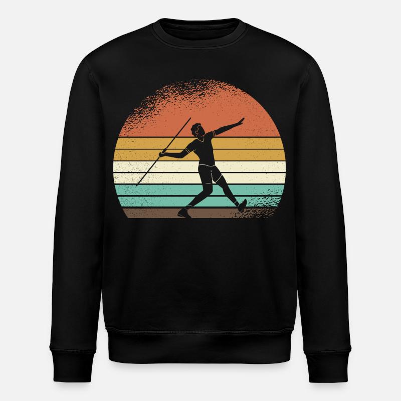 Retro Sunset Skiing Silhouette - Stanley/Stella ROLLER Unisex Organic Sweatshirt - black