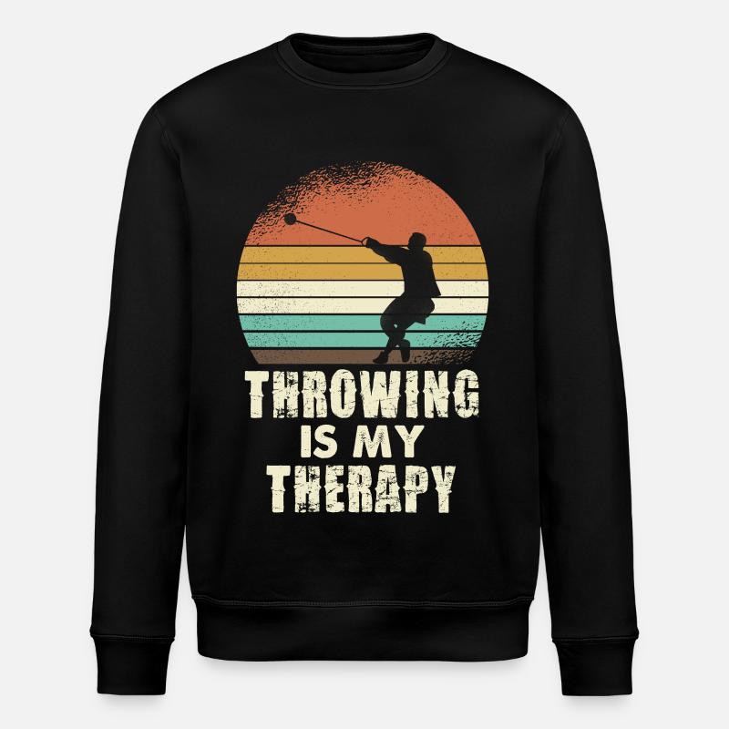 Throwing Therapy Retro Sunset - Stanley/Stella ROLLER Unisex Organic Sweatshirt - black
