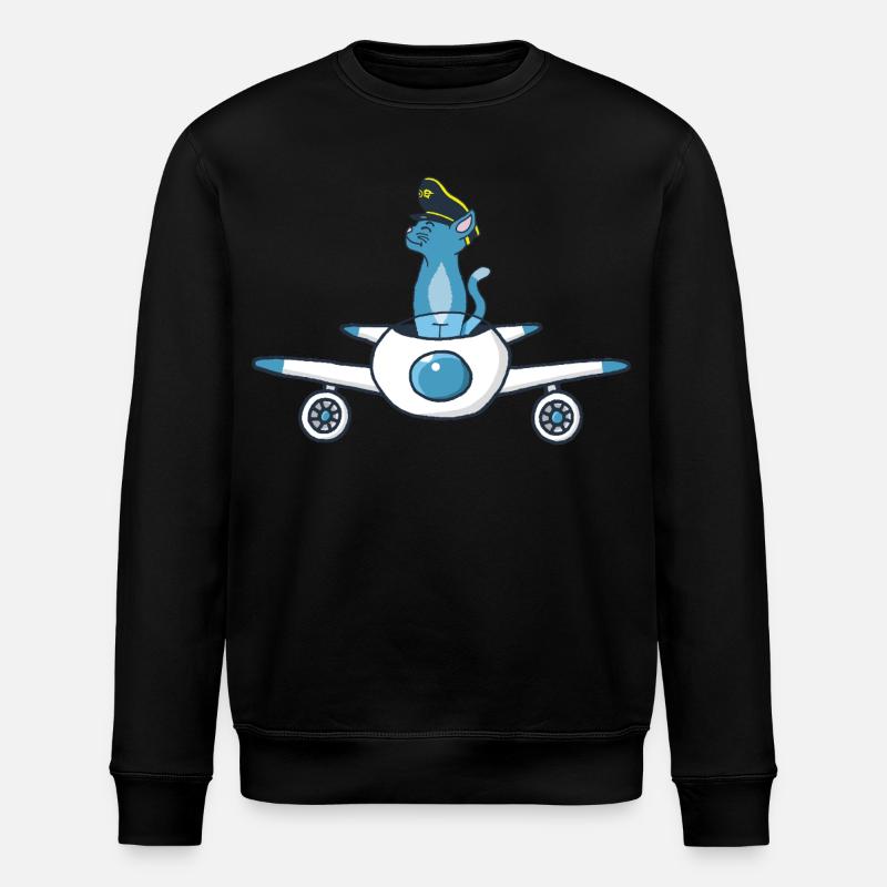 Flugzeugpilot Katze - Stanley/Stella Unisex Bio-Sweatshirt ROLLER - Schwarz