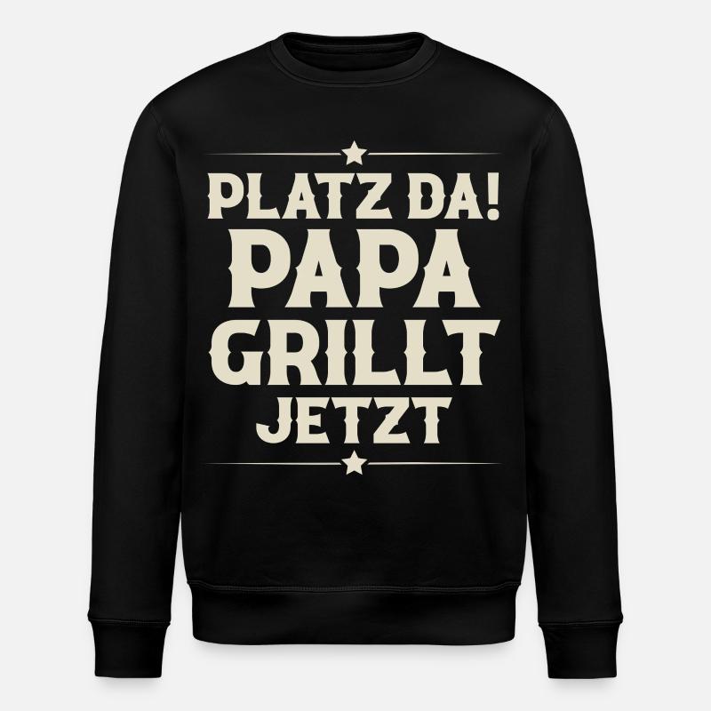 Papa Vater Grillen - Stanley/Stella Unisex Bio-Sweatshirt ROLLER - Schwarz