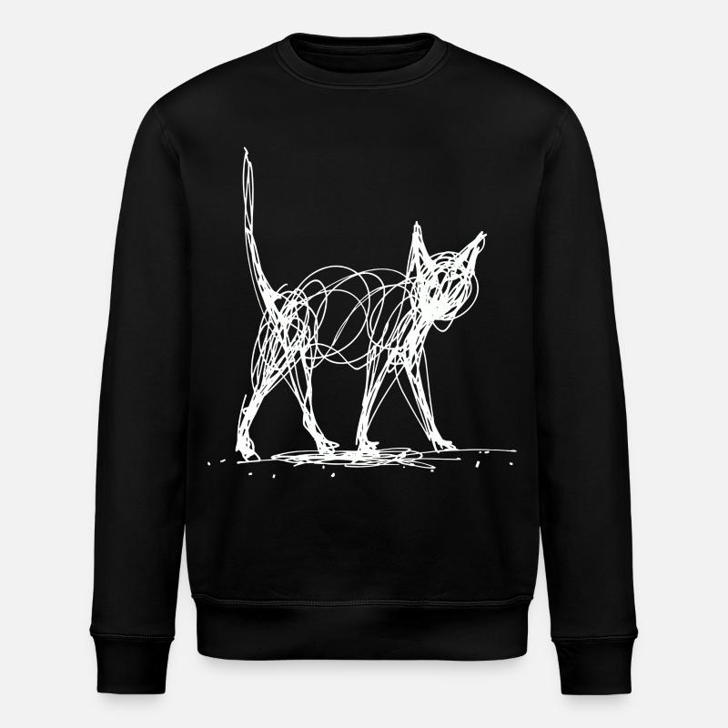 Minimalistisch, Gezeichnete Katze, Minimalismus - Stanley/Stella Unisex Bio-Sweatshirt ROLLER - Schwarz