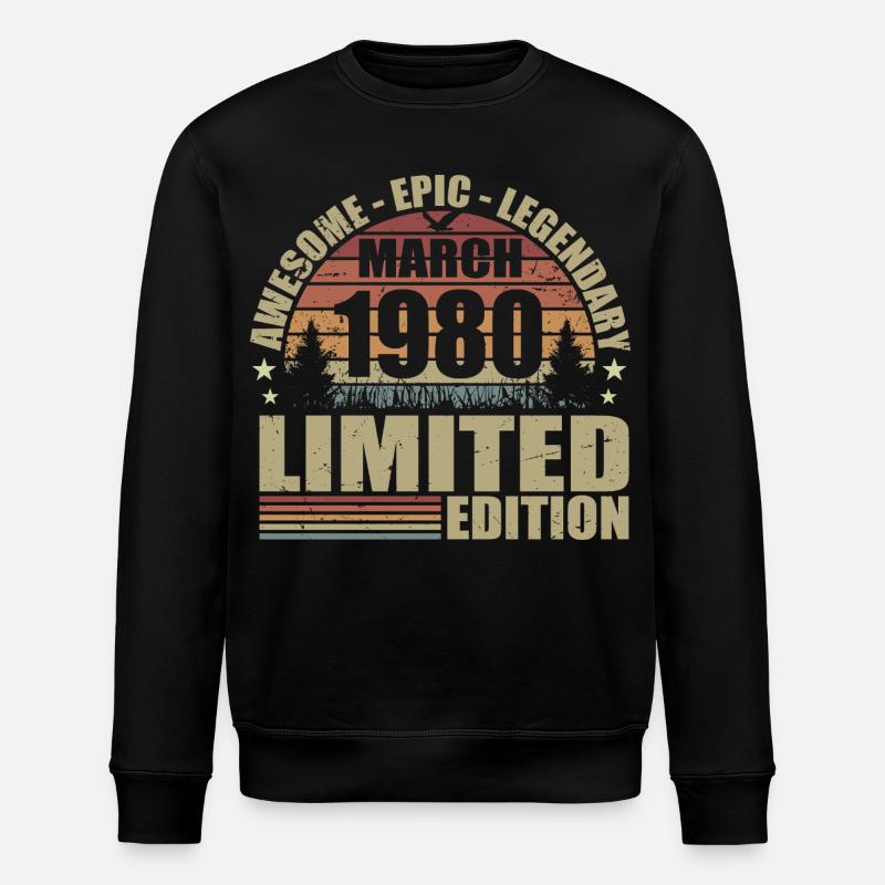Millésime Mars 1980 Anniversaire - mars 1980 - Sweat bio ROLLER Stanley/Stella Unisexe - noir