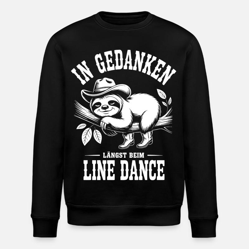 Sloth Line Dance Thoughts - Stanley/Stella ROLLER Unisex Organic Sweatshirt - black