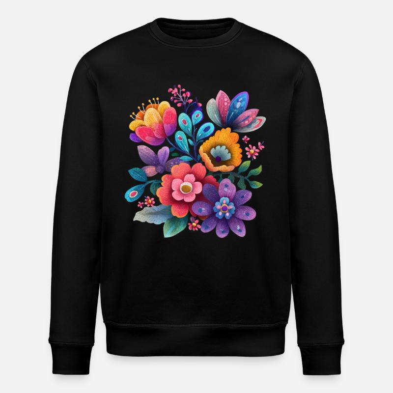 Blumen Bunte Blüten Floral Garten - Stanley/Stella Unisex Bio-Sweatshirt ROLLER - Schwarz