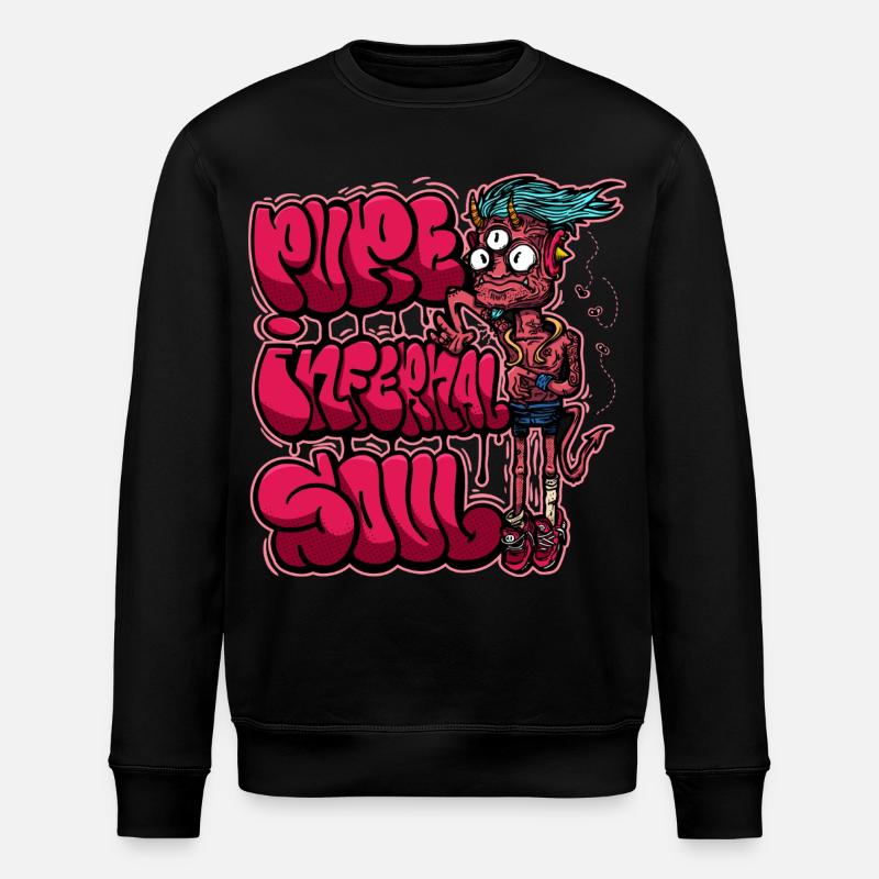 Neon Pink Graffiti Monster - Stanley/Stella ROLLER Unisex Organic Sweatshirt - black